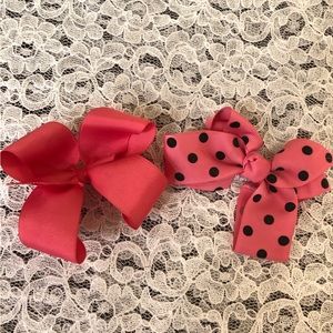 Bundle of Two Pink Bows Clips Girls Costume Hair Bow Party Dress Up Accessories